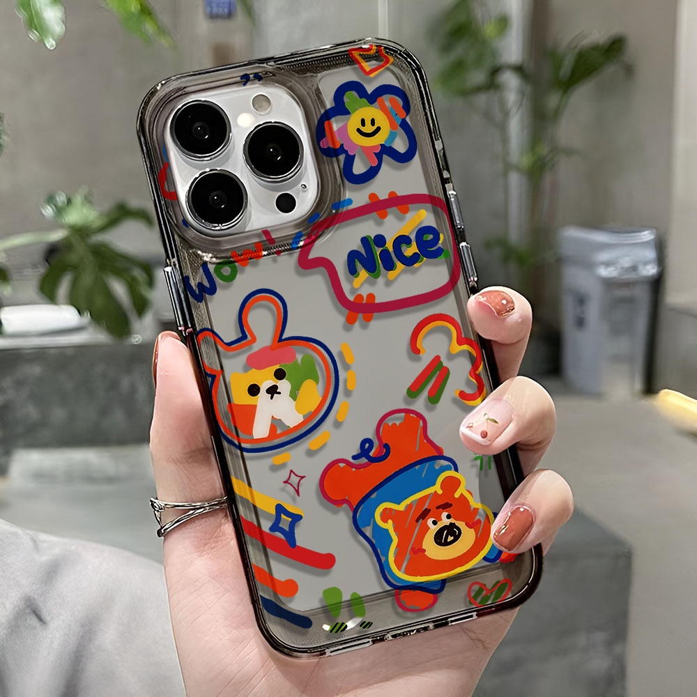 Ốp Điện Thoại Trong Suốt In Hình Gấu Thỏ Cho iphone 14 pro max 11 13 12 7 8 Plus X XR XSMax