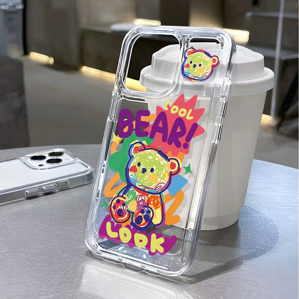 Ốp Điện Thoại Trong Suốt In Hình Gấu Hoạt Hình Dễ Thương Cho iphone 14 pro max 11 13 12 7 8 Plus X XR XSMax