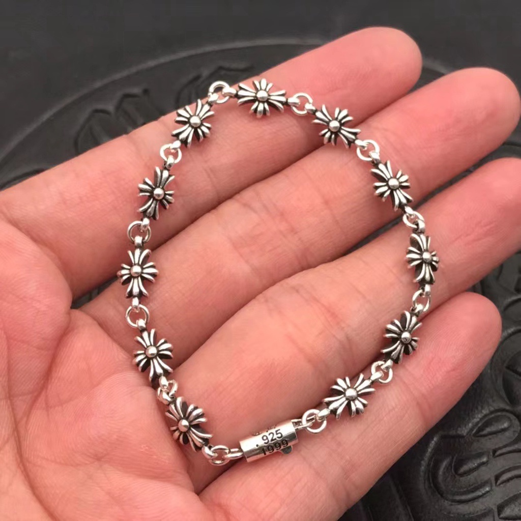 Chrome HEARTS Vòng Tay Mạ BạC 925 HìNh TráI Tim Sang TrọNg