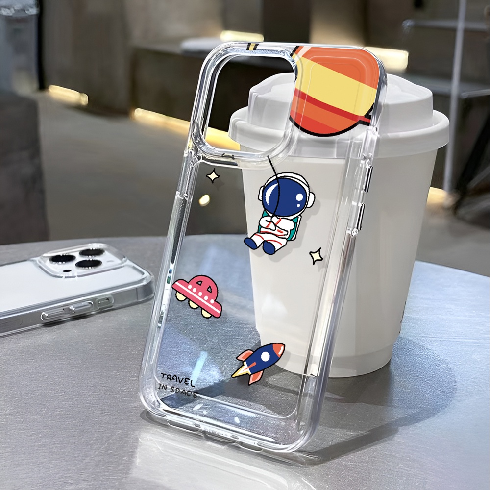 Ốp Điện Thoại Trong Suốt In Hình Phi Hành Gia Hoạt Hình Cho iphone 14 pro max 11 13 12 7 8 Plus X XR XSMax