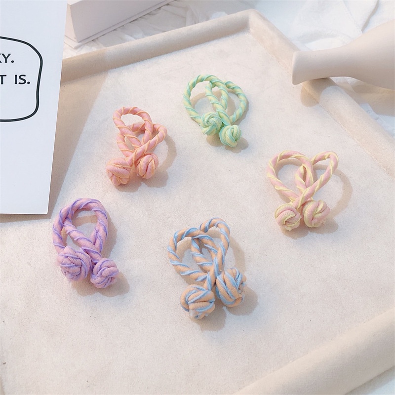 Dây Cột Tóc Cao Su Co Giãn Hai Lớp Thắt Nút Màu Macaron Phong Cách Trung Hoa Dễ Thương