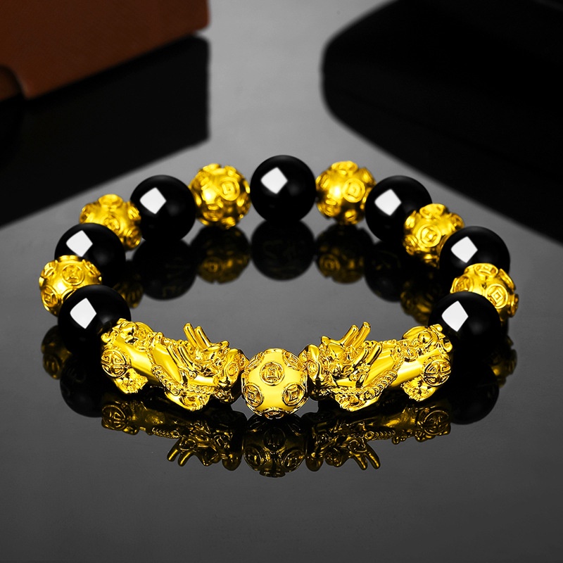 Vòng Tay Chuỗi Hạt Đá Obsidian Thời Trang Cho Cặp Đôi