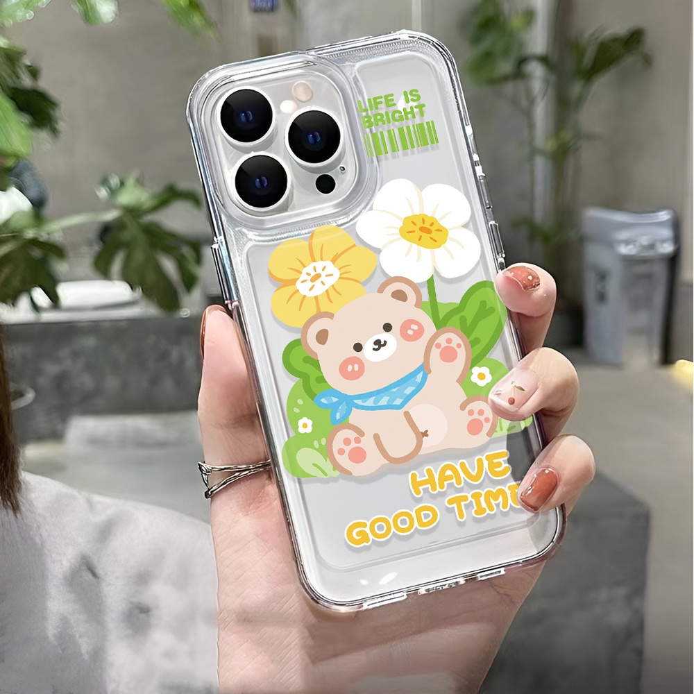 Ốp Điện Thoại Trong Suốt In Hình Gấu Hoạt Hình Cho iphone 14 pro max 11 13 12 7 8 Plus X XR XSMax