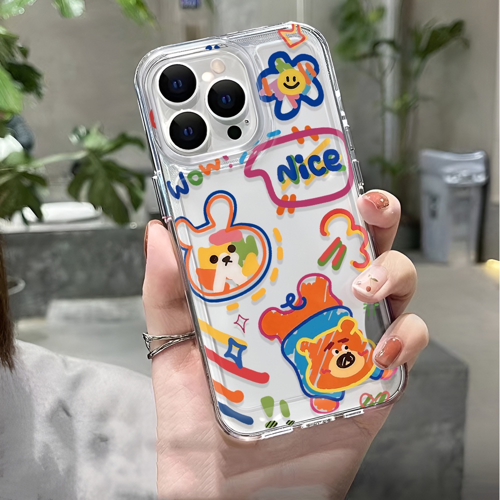 Ốp Điện Thoại Trong Suốt In Hình Gấu Thỏ Cho iphone 14 pro max 11 13 12 7 8 Plus X XR XSMax