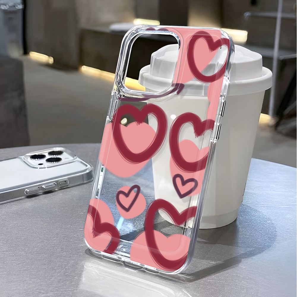 Ốp Điện Thoại Trong Suốt In Hình Trái Tim Cho iphone 14 pro max 11 13 12 7 8 Plus X XR XSMax