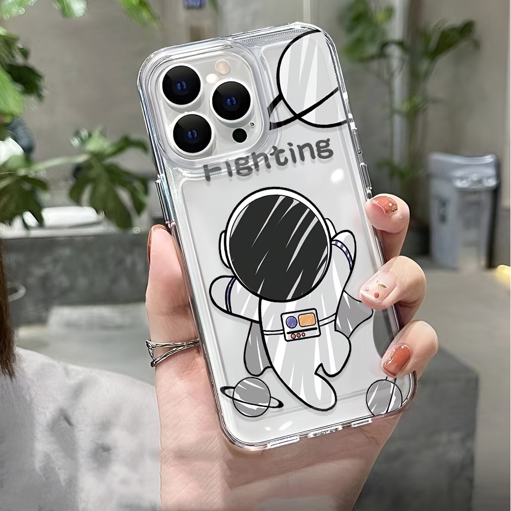 Ốp Điện Thoại Trong Suốt Hình Phi Hành Gia Bay Cho iphone 14 pro max 11 13 12 7 8 Plus X XR XSMax