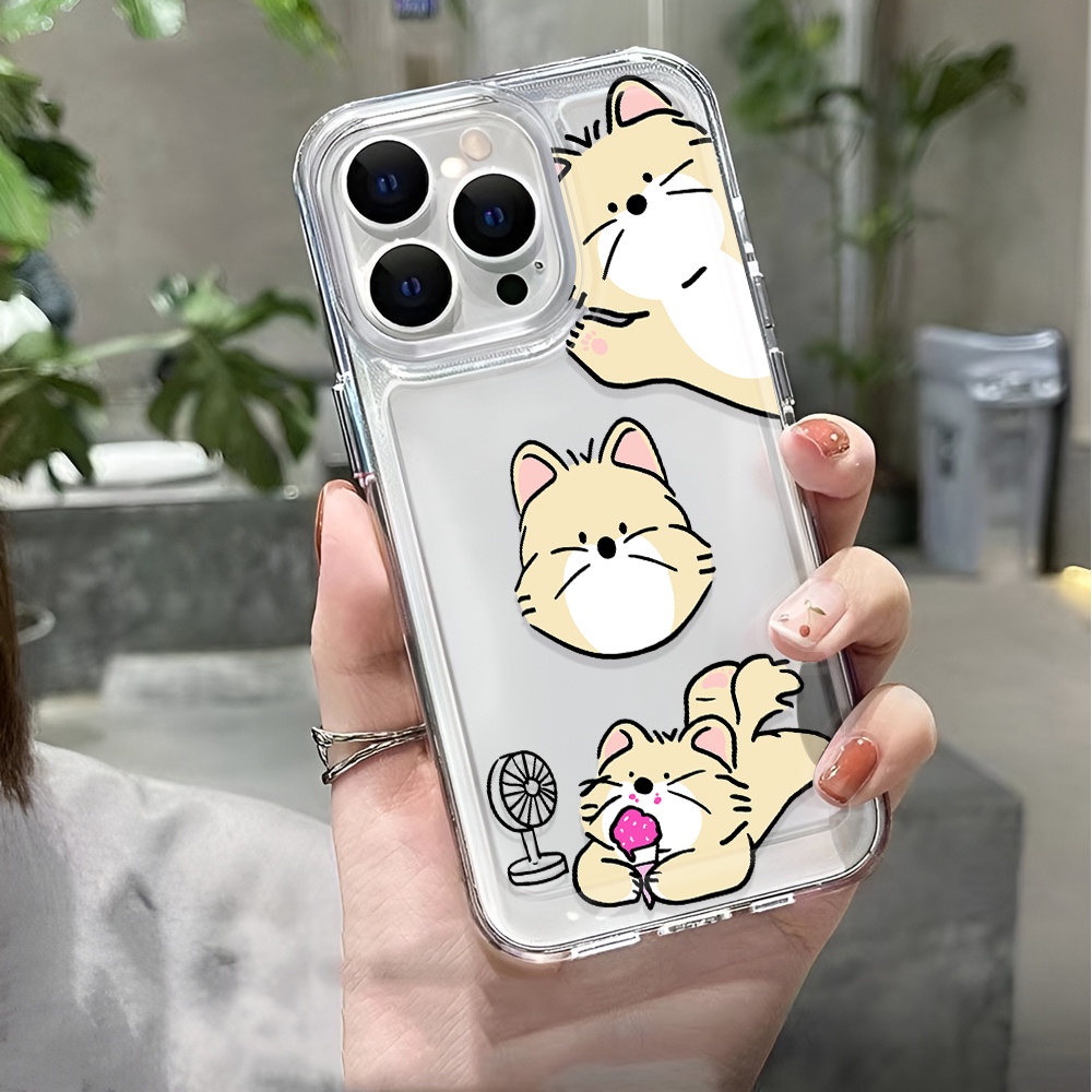 Ốp Điện Thoại Trong Suốt In Hình Mèo Hoạt Hình Cho iphone 14 pro max 11 13 12 7 8 Plus X XR XSMax
