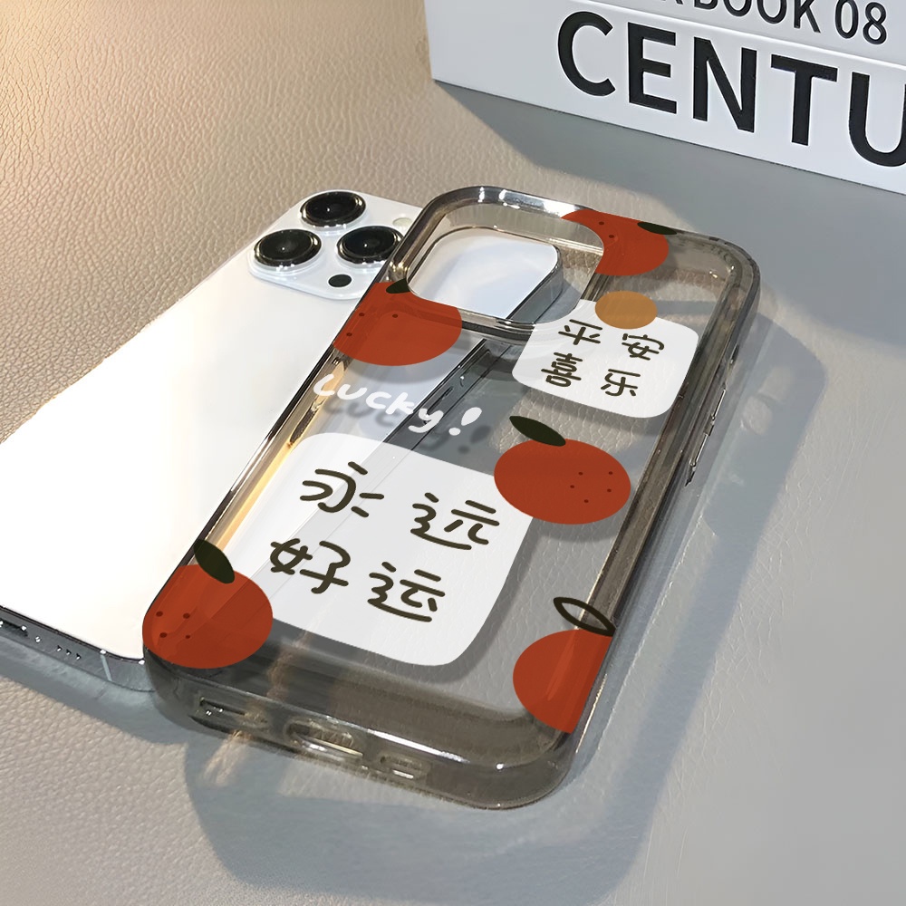 Ốp Điện Thoại Trong Suốt In Hình Quả Cam May Mắn Cho iphone 14 pro max 11 13 12 7 8 Plus X XR XSMax