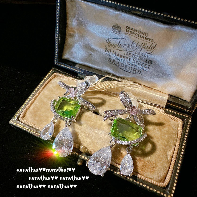 Bông Tai Mạ Vàng 18K Hình Nơ Đính Đá Zircon Phong Cách Cổ Điển