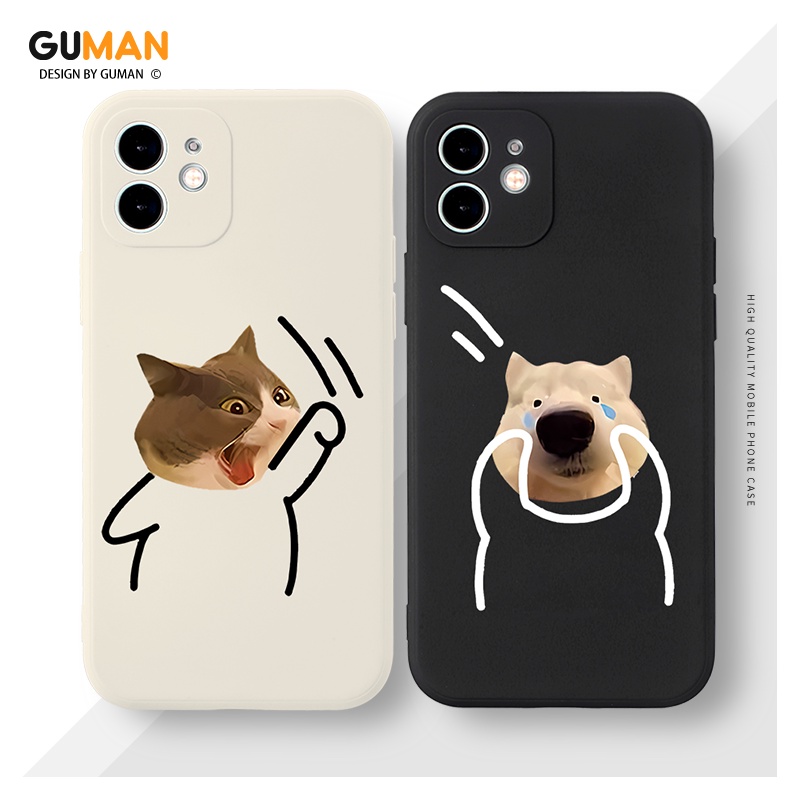 Ốp lưng GUMAN mềm trơn cặp đôi dễ thương đẹp độc lạ mèo chó Cho iPhone 15 14 13 12 11 Pro Max SE 2020 X XR XS 8 7 ip 6S 6 Plus kute XYM1779