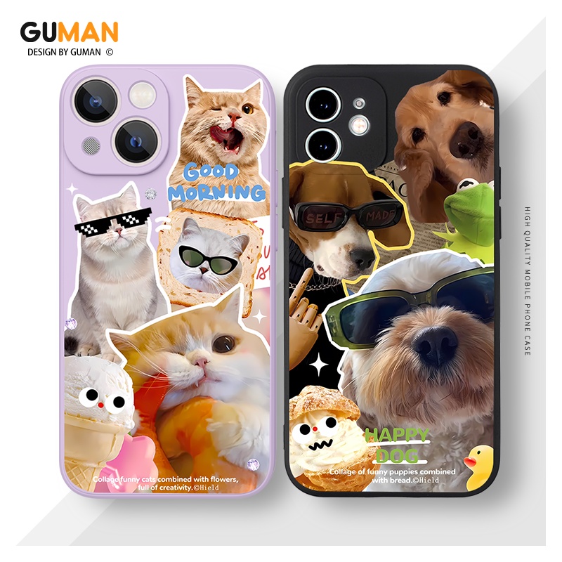 Ốp lưng GUMAN mềm thường cặp đôi dễ thương đẹp bựa hình mèo chó độc lạ Cho iPhone 17 16 15 14 13 12 