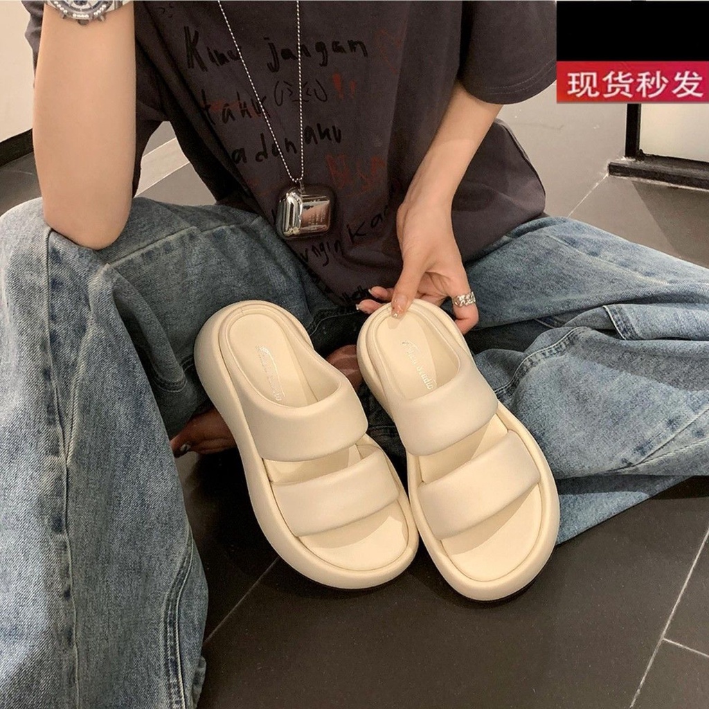 Mua Dép Sandal Đế Phẳng Dày Dặn Bằng Rơm Đan Hai Dây Hở Ngón Chân Mùa ...