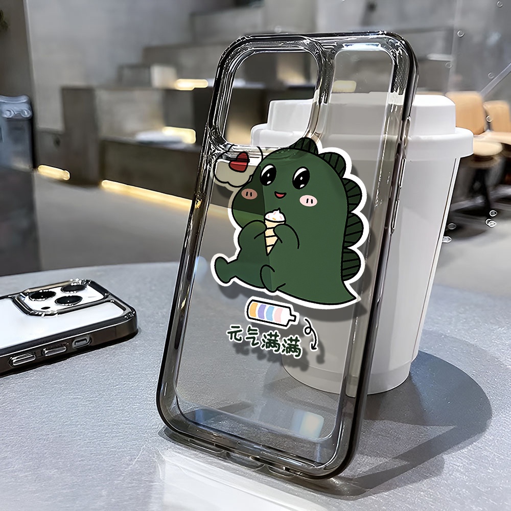 Ốp Điện Thoại Trong Suốt Hình Khủng Long Màu Xanh Lá Cho iphone 14 pro max 11 13 12 7 8 Plus X XR XSMax