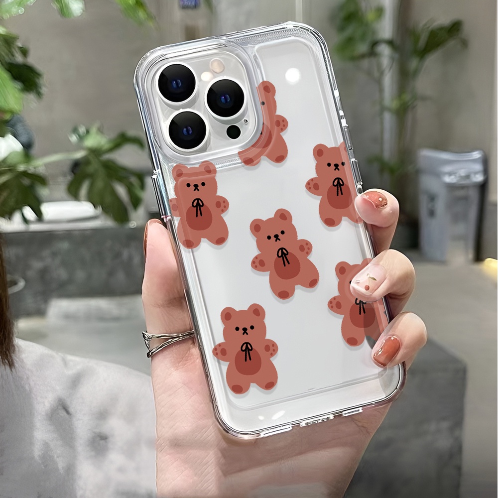 Ốp Điện Thoại Trong Suốt Hình Gấu Nâu Cho iphone 14 pro max 11 13 12 7 8 Plus X XR XSMax