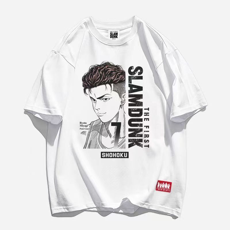 Áo Thun 100% cotton Tay Ngắn In Hình SLAM DUNK Merchandise Anime Sakuragi Flower Road blockbuster 100% cotton Cho Nam Nữ