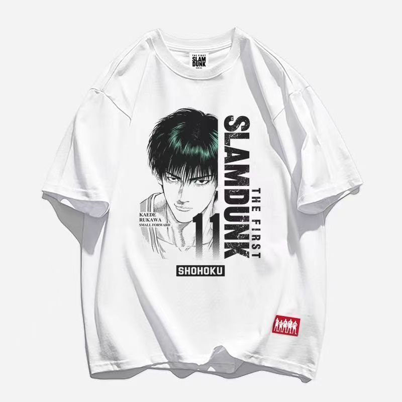 Áo Thun 100% cotton Tay Ngắn In Hình SLAM DUNK Merchandise Anime Sakuragi Flower Road blockbuster 100% cotton Cho Nam Nữ
