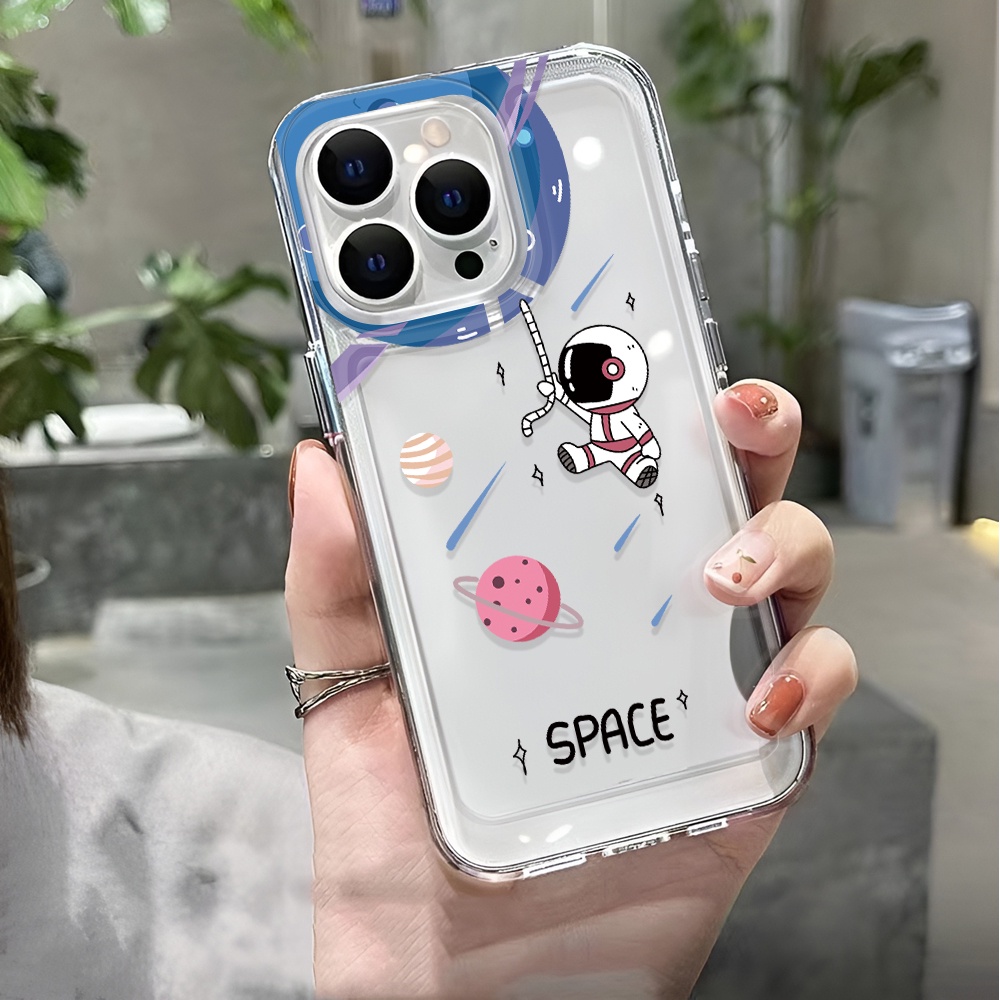 Ốp Điện Thoại Trong Suốt Hình Phi Hành Gia Không Gian Cho iphone 14 pro max 11 13 12 7 8 Plus X XR XSMax