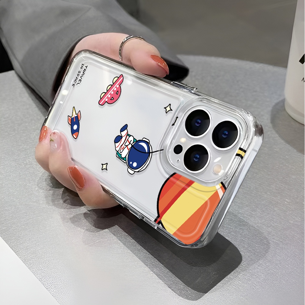 Ốp Điện Thoại Trong Suốt In Hình Phi Hành Gia Hoạt Hình Cho iphone 14 pro max 11 13 12 7 8 Plus X XR XSMax