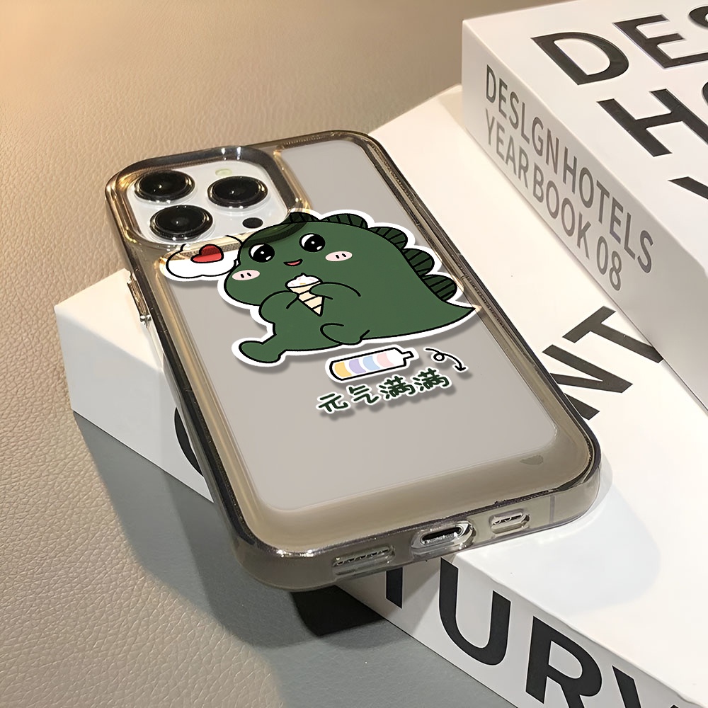 Ốp Điện Thoại Trong Suốt Hình Khủng Long Màu Xanh Lá Cho iphone 14 pro max 11 13 12 7 8 Plus X XR XSMax