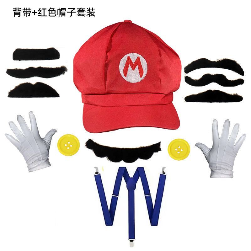 Bộ Găng Tay + Nón + Găng Tay Họa Tiết Hoạt Hình Mario Kèm Râu Dễ Thương Cho Bé / Người Lớn cos 610