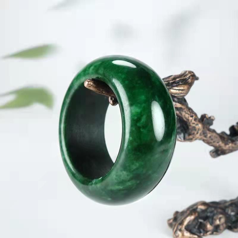 Guizhou Cuigan Qingtielongsheng Nhẫn Ngọc Bích Tự Nhiên Màu Sắc Cho Nam