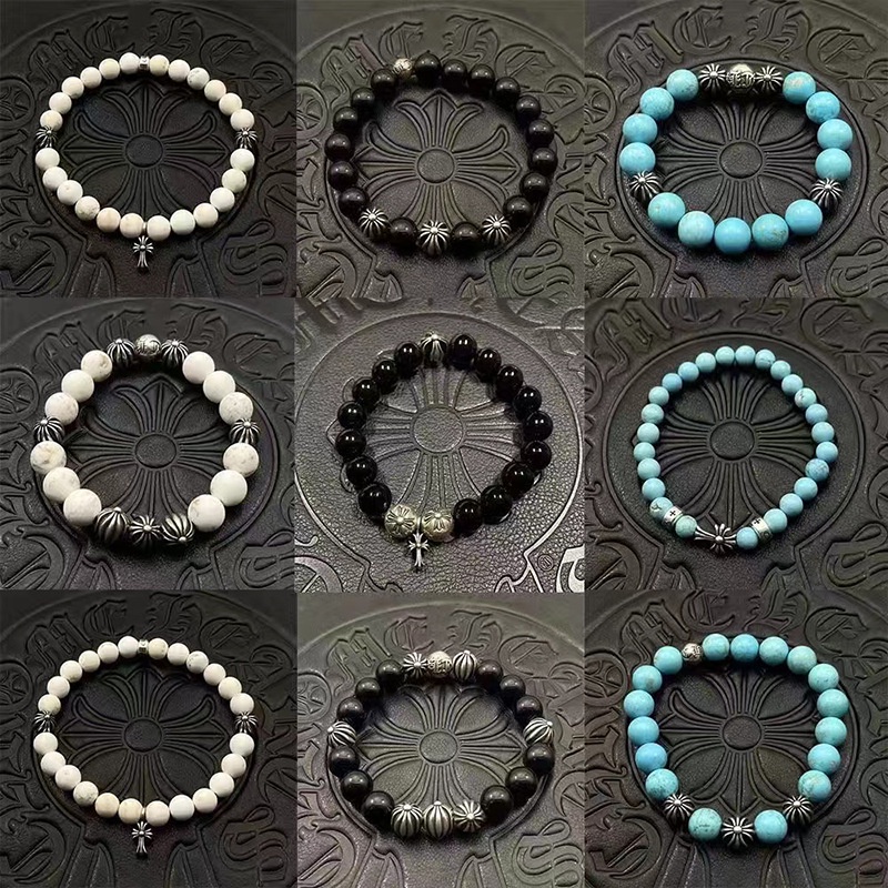 Chrome HEARTS Vòng Tay ĐíNh Đá obsidian 10mm 8mm