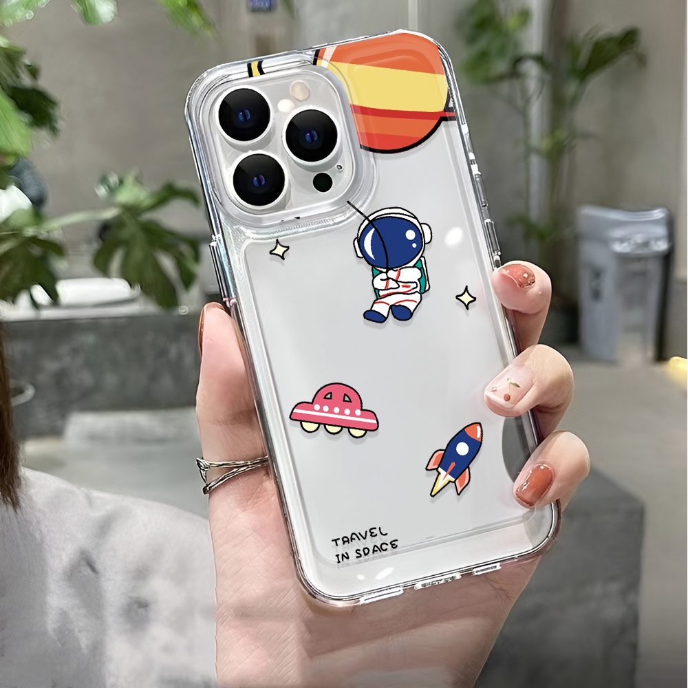 Ốp Điện Thoại Trong Suốt In Hình Phi Hành Gia Hoạt Hình Cho iphone 14 pro max 11 13 12 7 8 Plus X XR XSMax