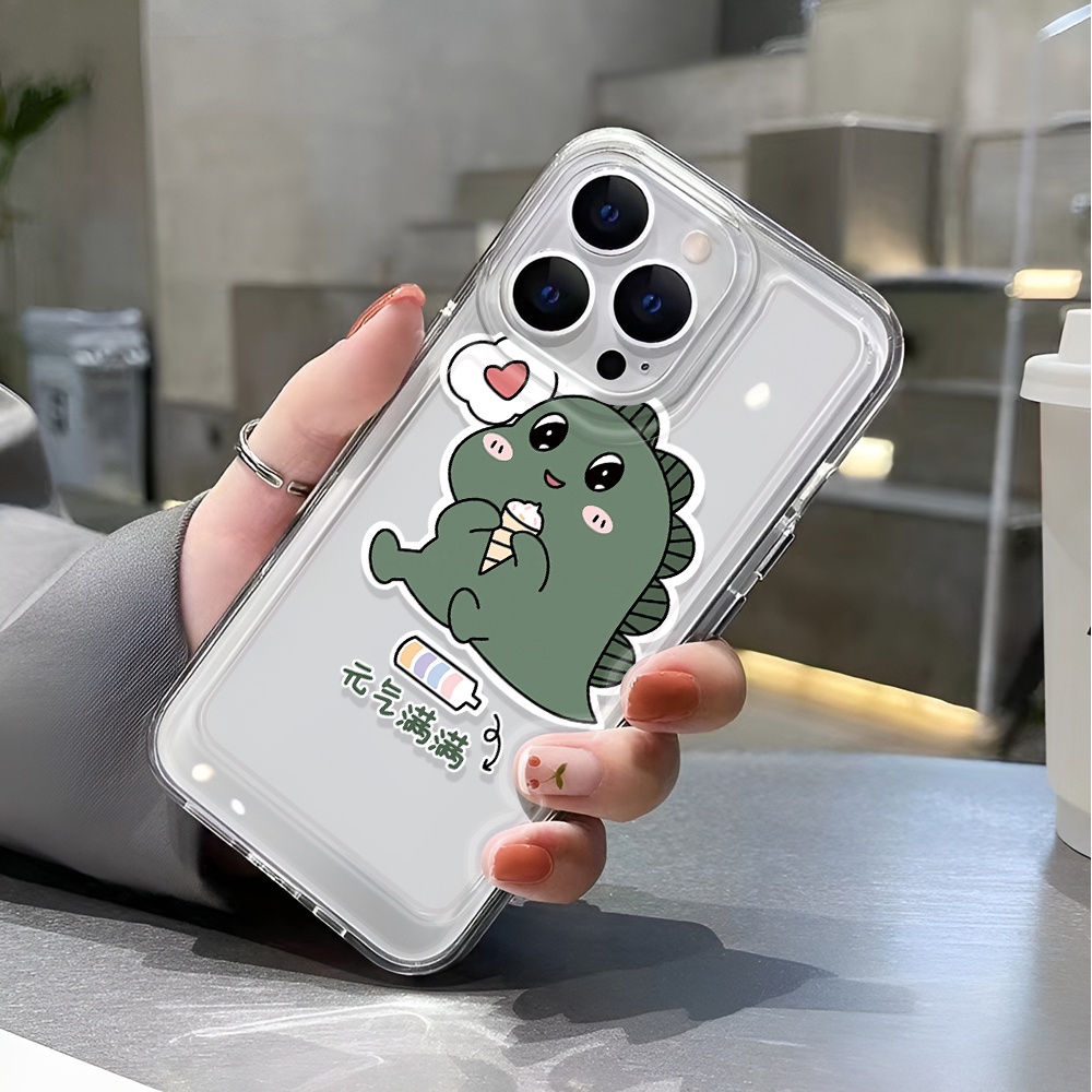 Ốp Điện Thoại Trong Suốt Hình Khủng Long Màu Xanh Lá Cho iphone 14 pro max 11 13 12 7 8 Plus X XR XSMax