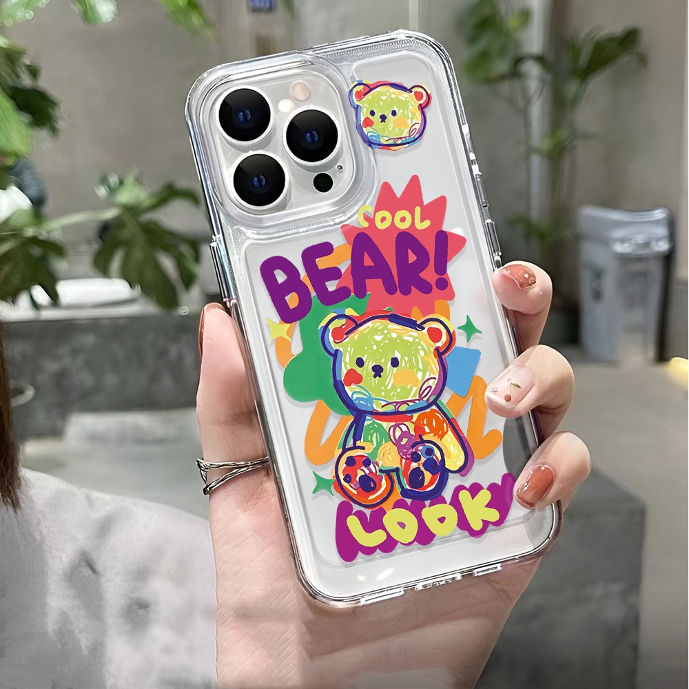 Ốp Điện Thoại Trong Suốt In Hình Gấu Hoạt Hình Dễ Thương Cho iphone 14 pro max 11 13 12 7 8 Plus X XR XSMax