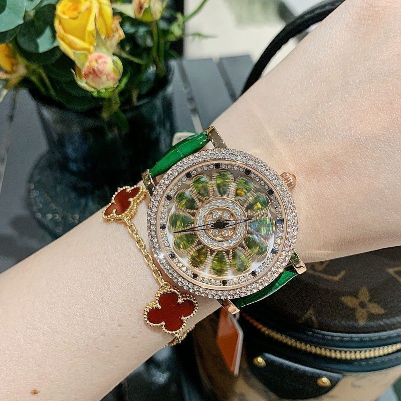 Đồng Hồ Đeo Tay Mặt Lớn Chống Thấm Nước Đính Kim Cương Toàn Diện Dành Cho Nữ