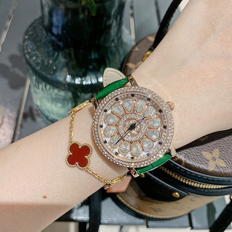 Đồng Hồ Đeo Tay Mặt Lớn Chống Thấm Nước Đính Kim Cương Toàn Diện Dành Cho Nữ