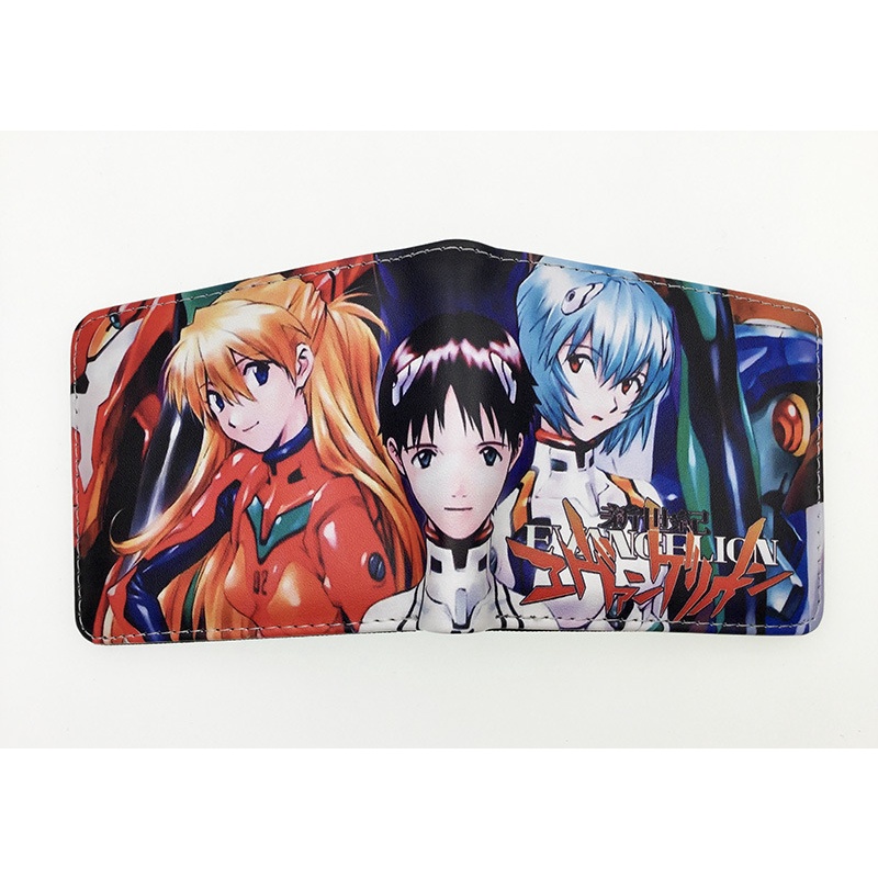 Ví Da pu Dáng Ngắn Gấp Gọn In Họa Tiết Hoạt Hình evangelion Thời Trang Cho Nam Và Nữ