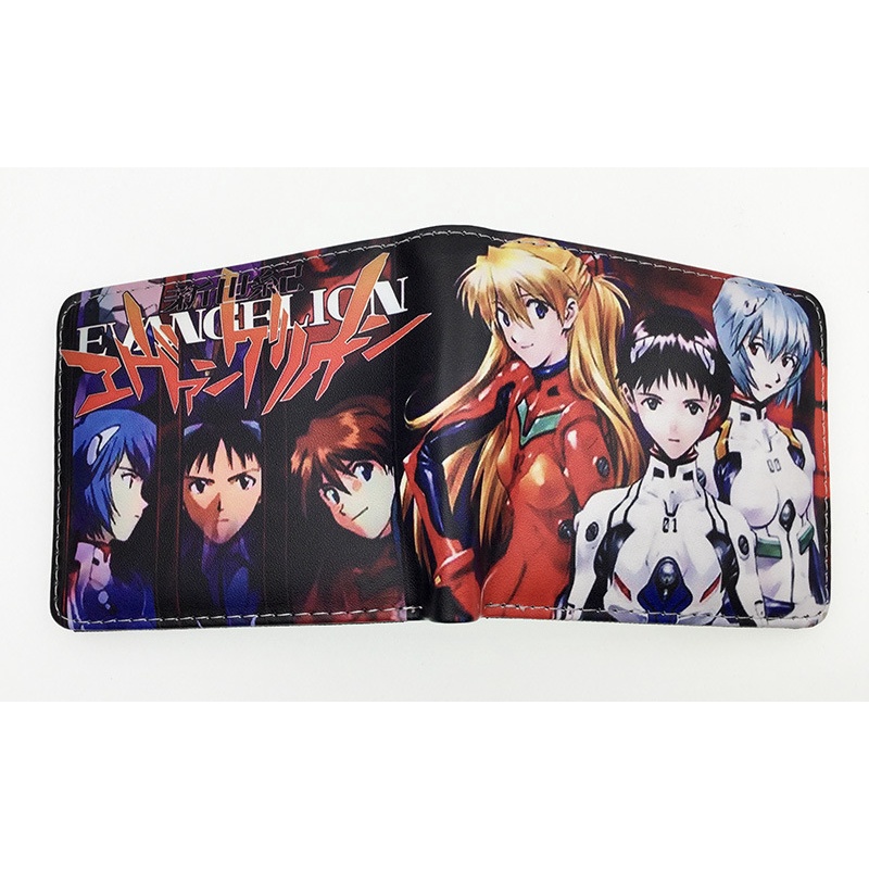 Ví Da pu Dáng Ngắn Gấp Gọn In Họa Tiết Hoạt Hình evangelion Thời Trang Cho Nam Và Nữ