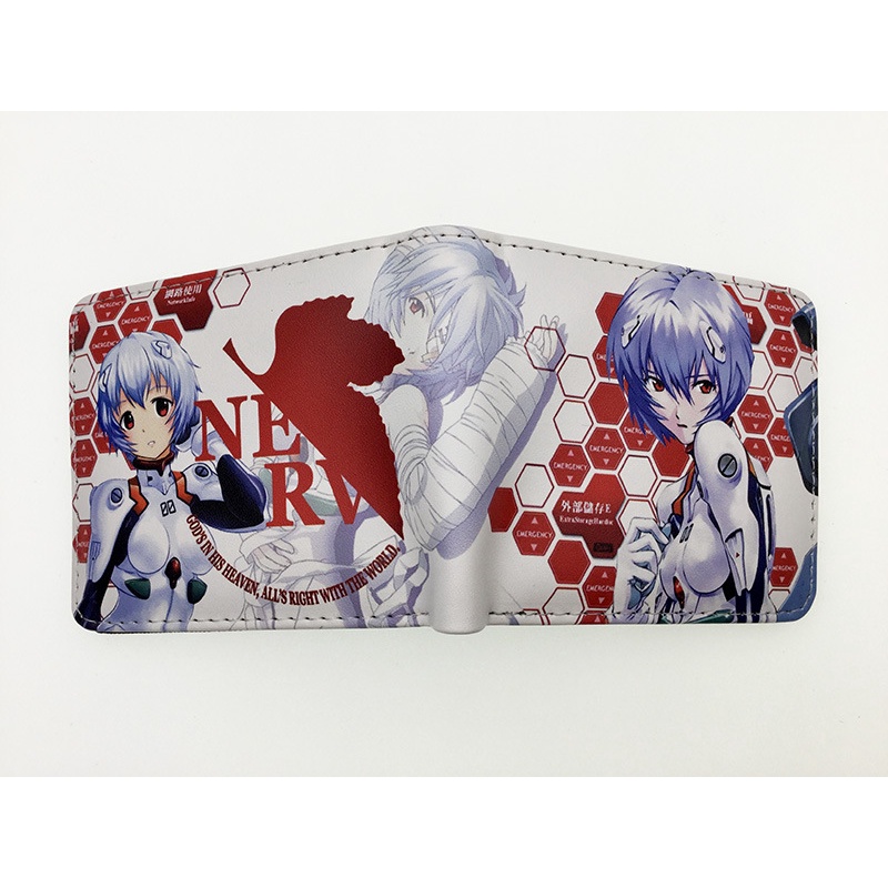 Ví Da pu Dáng Ngắn Gấp Gọn In Họa Tiết Hoạt Hình evangelion Thời Trang Cho Nam Và Nữ