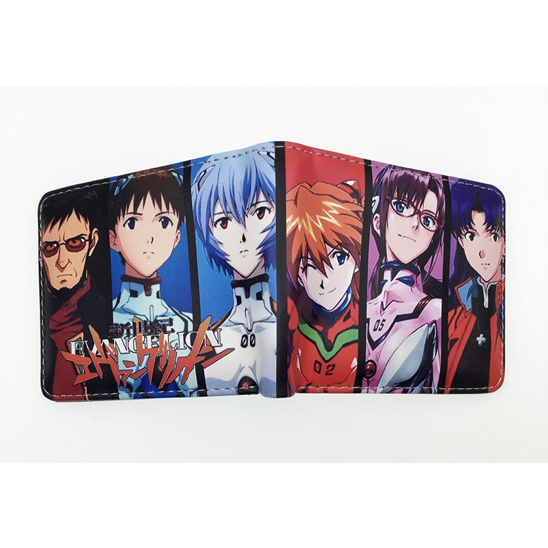 Ví Da pu Dáng Ngắn Gấp Gọn In Họa Tiết Hoạt Hình evangelion Thời Trang Cho Nam Và Nữ