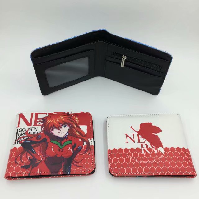 Ví Da pu Dáng Ngắn Gấp Gọn In Họa Tiết Hoạt Hình evangelion Thời Trang Cho Nam Và Nữ
