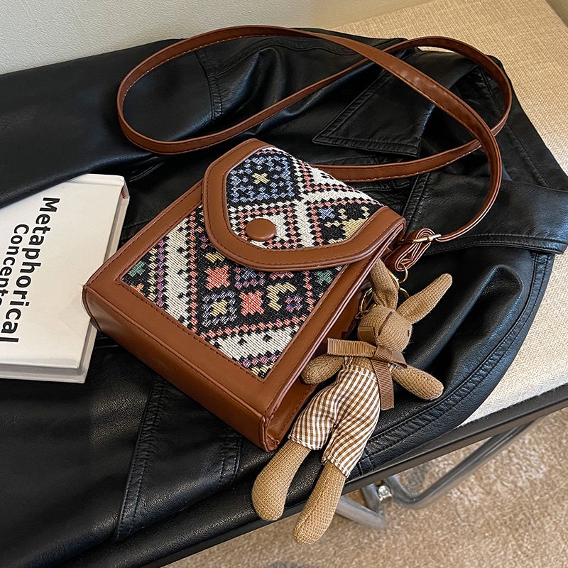 Túi Đeo Chéo Đựng Điện Thoại Phong Cách Dân Tộc Cho Nữ