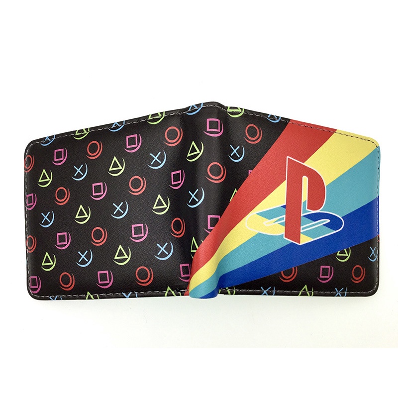 Ví Da pu Ngắn Đựng Thẻ / Tiền Xu / Máy Chơi game ps4 In Họa Tiết Hoạt Hình Nhiều Màu Dễ Thương