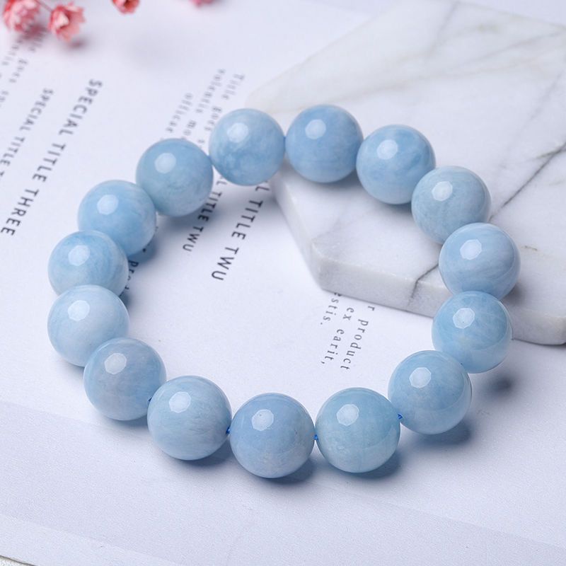 Vòng Tay aquamarine Tự Nhiên Đính Đá Pha Lê Xanh Lam Dưỡng Ẩm Làm Đẹp Cho Cặp Đôi Học Sinh Nữ