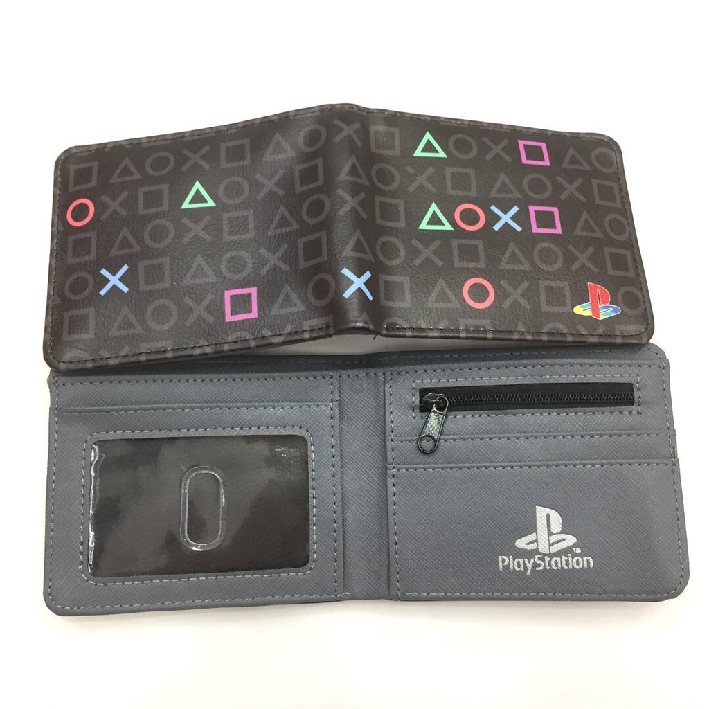 Ví Da pu Ngắn Đựng Thẻ / Tiền Xu / Máy Chơi game ps4 In Họa Tiết Hoạt Hình Nhiều Màu Dễ Thương