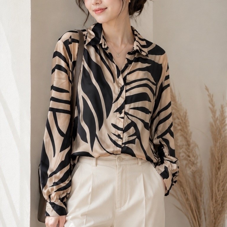 Áo sơ mi sọc thời trang nữ Mango