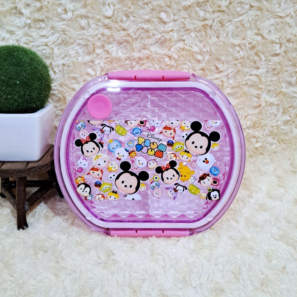 Hộp Cơm Trưa Tsum Tsum Nhựa Hồng Hộp Cơm Trưa Tsum Tsum Hộp Cơm Trưa Nắp Trong Suốt Hai Ngăn