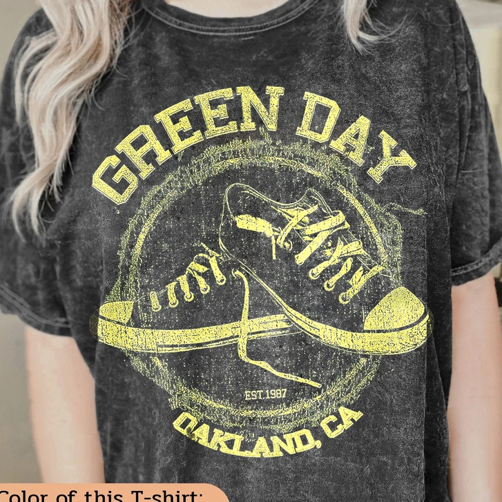 ÁO THUN NGÀY XANH | Áo thun ngoại cỡ Vintage Wash Green Day Oakland
