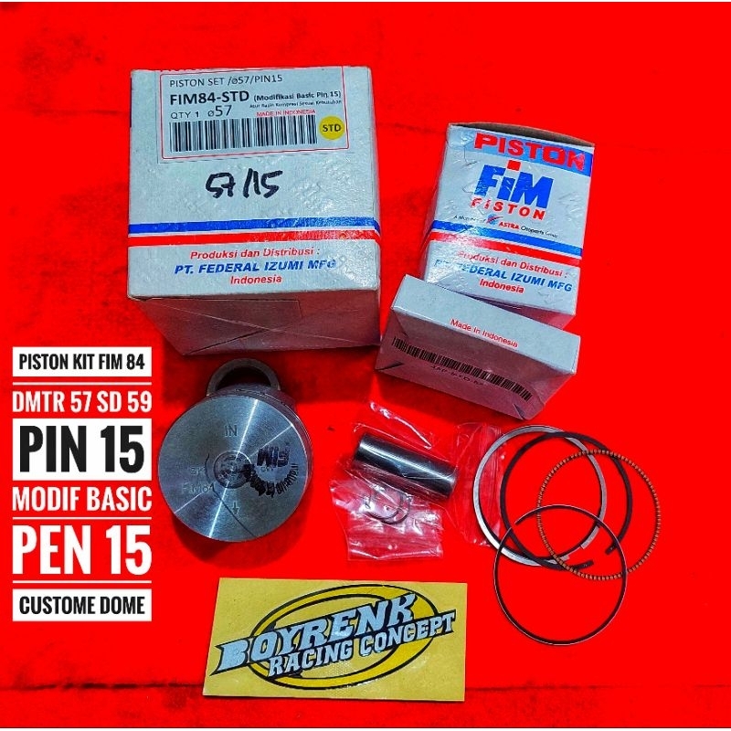 BỘ PISTON FIM RAW DOME JENONG FIM 84 DMTR 57 - 59 PIN15 ĐUA XE BOYRENK