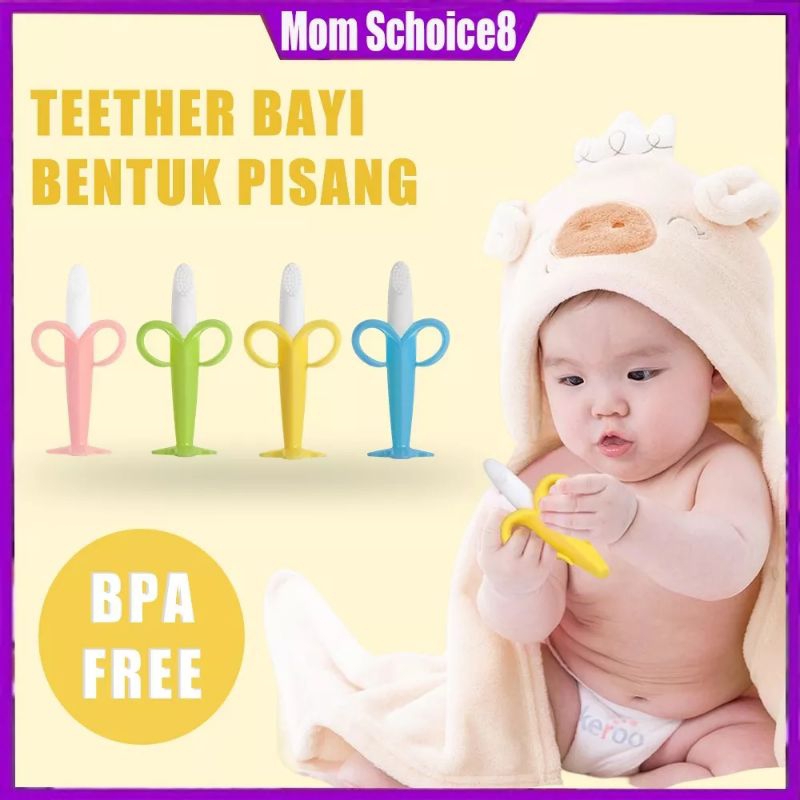 BANANA-SHAPED BÉ BITE ĐỒ CHƠI MỀM SILICONE BÉ TEETHER