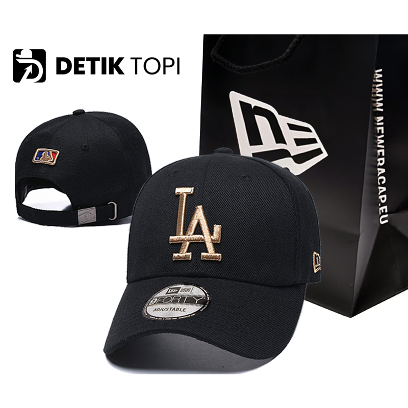 HITAM PUTIH Ne LA Mũ Đen Trắng Đen Vàng New York Yankees Los Angeles Dodgers Mũ Bóng Chày-kk