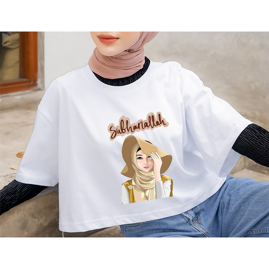 COD ID - Áo crop top hình cô gái Suahanallah / Áo crop Oversize Cotton dành cho nữ / Áo crop top nữ 