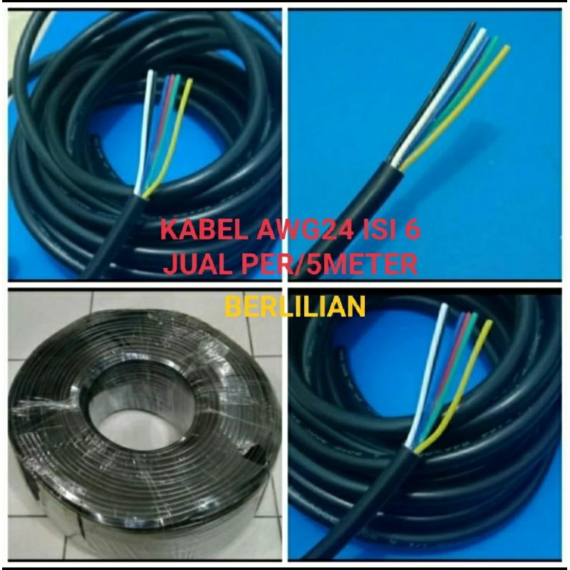 Cáp Awg24, nội dung 6, bán mỗi / 5 mét, Sợi đồng nguyên khối, Cáp Awg24, 6 dòng