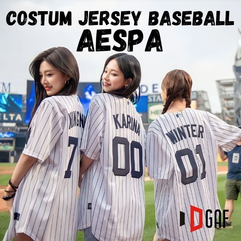 AESPA Karina Ningning Winter Gisele CHÍNH THỨC BASEBALL JERSEY AESPA Sọc Motif K-pop