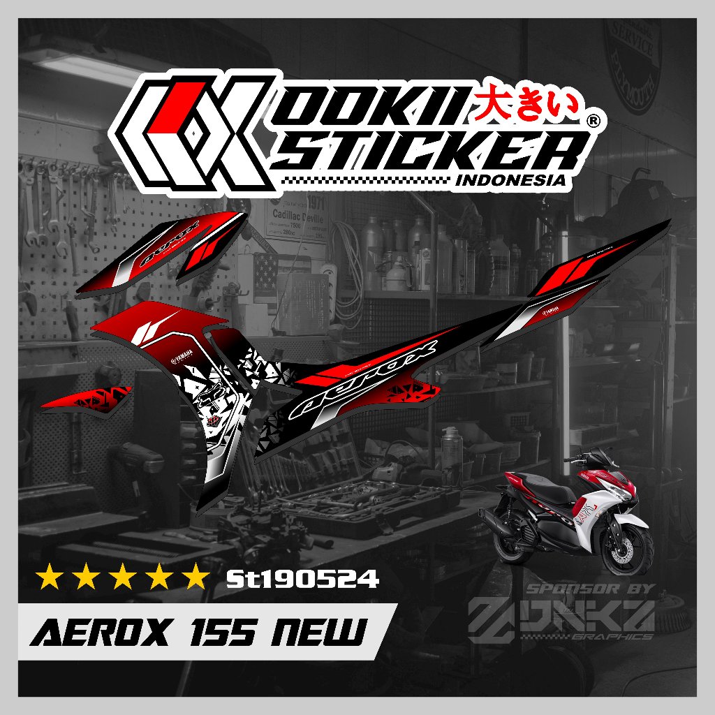 Aerox 155 Nhãn dán mới Decal Sọc Aerox 155 New ST190524 Phiên bản OOKII